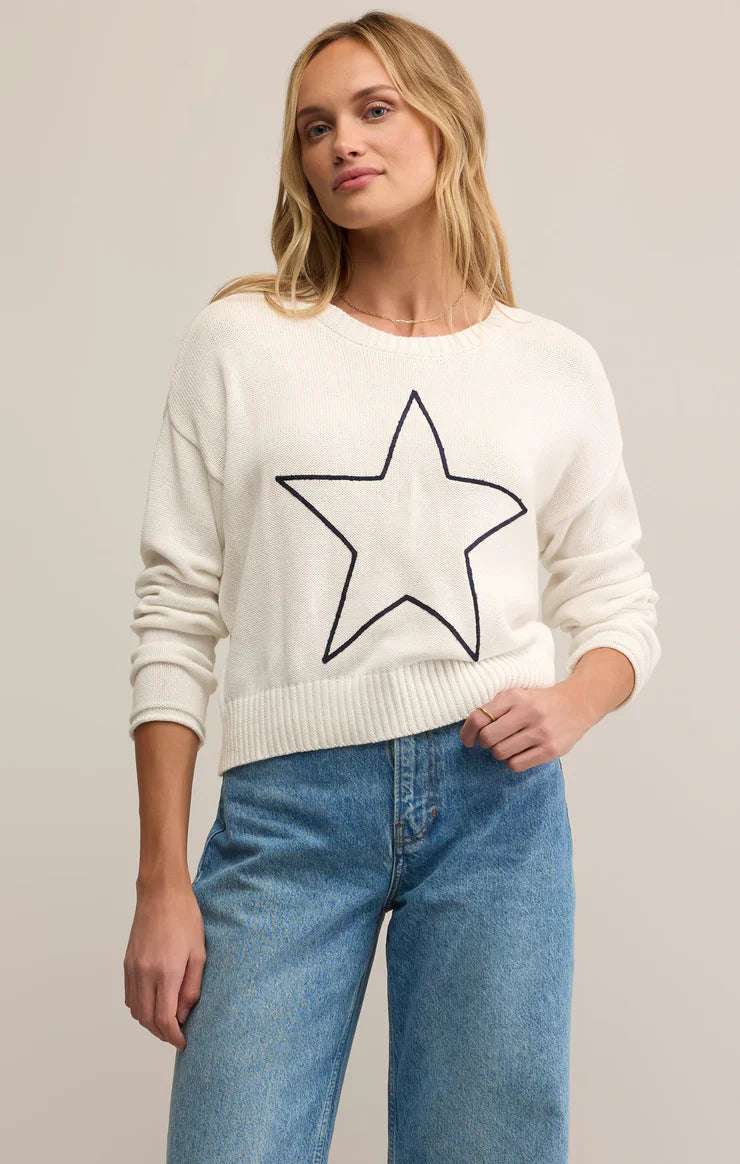 Z SUPPLY SIENNA LUCKY STAR WHITE SWEATER