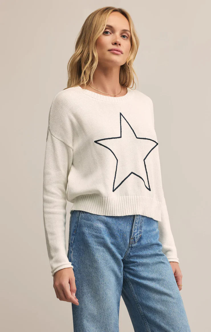 Z SUPPLY SIENNA LUCKY STAR WHITE SWEATER