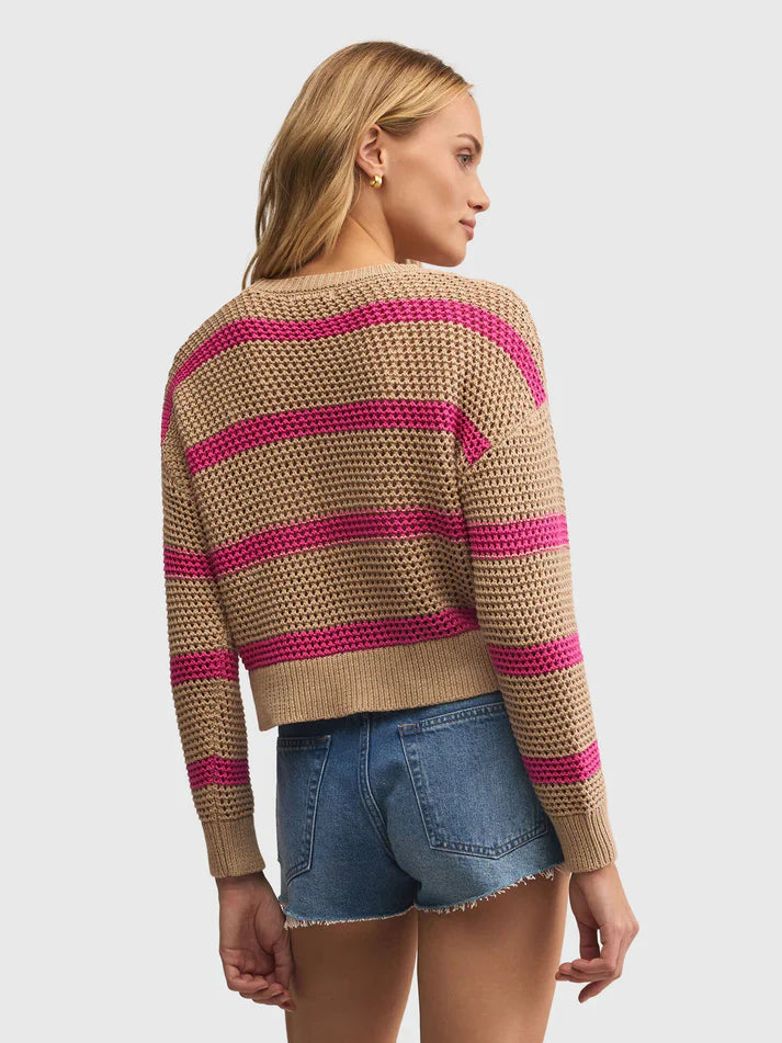 Z SUPPLY BROADBEACH STRIPED SWEATER BISCUIT