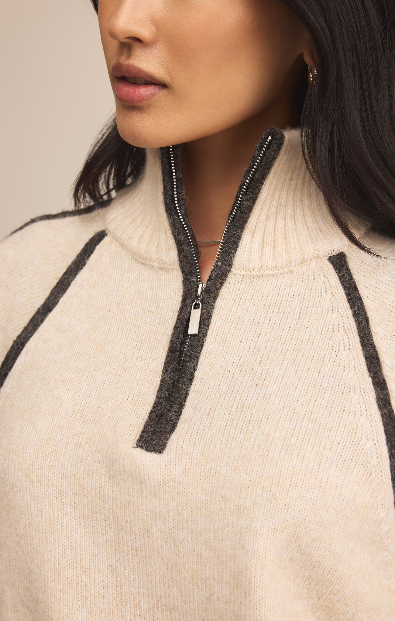 Z SUPPLY ALPS HALF ZIP SWEATER LIGHT OATMEAL HEATHER