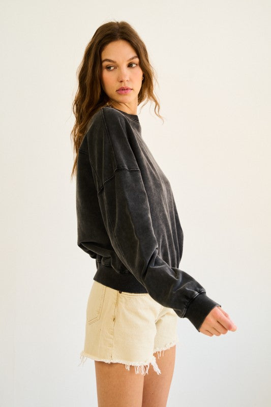 WASHED BLACK BURNOUT SWEATSHIRT