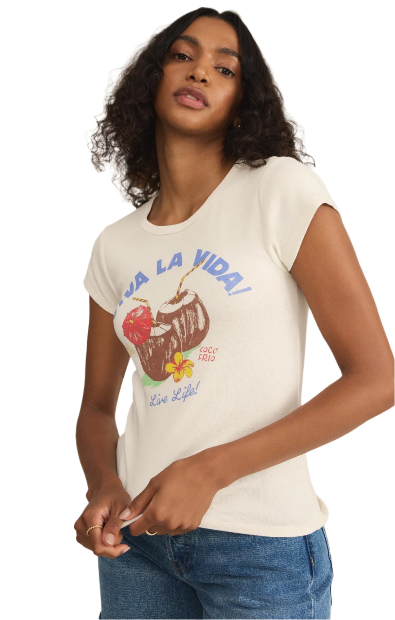 Z SUPPLY GRAPHIC COCO FRIO CHEEKY TEE SEA SALT FINAL SALE