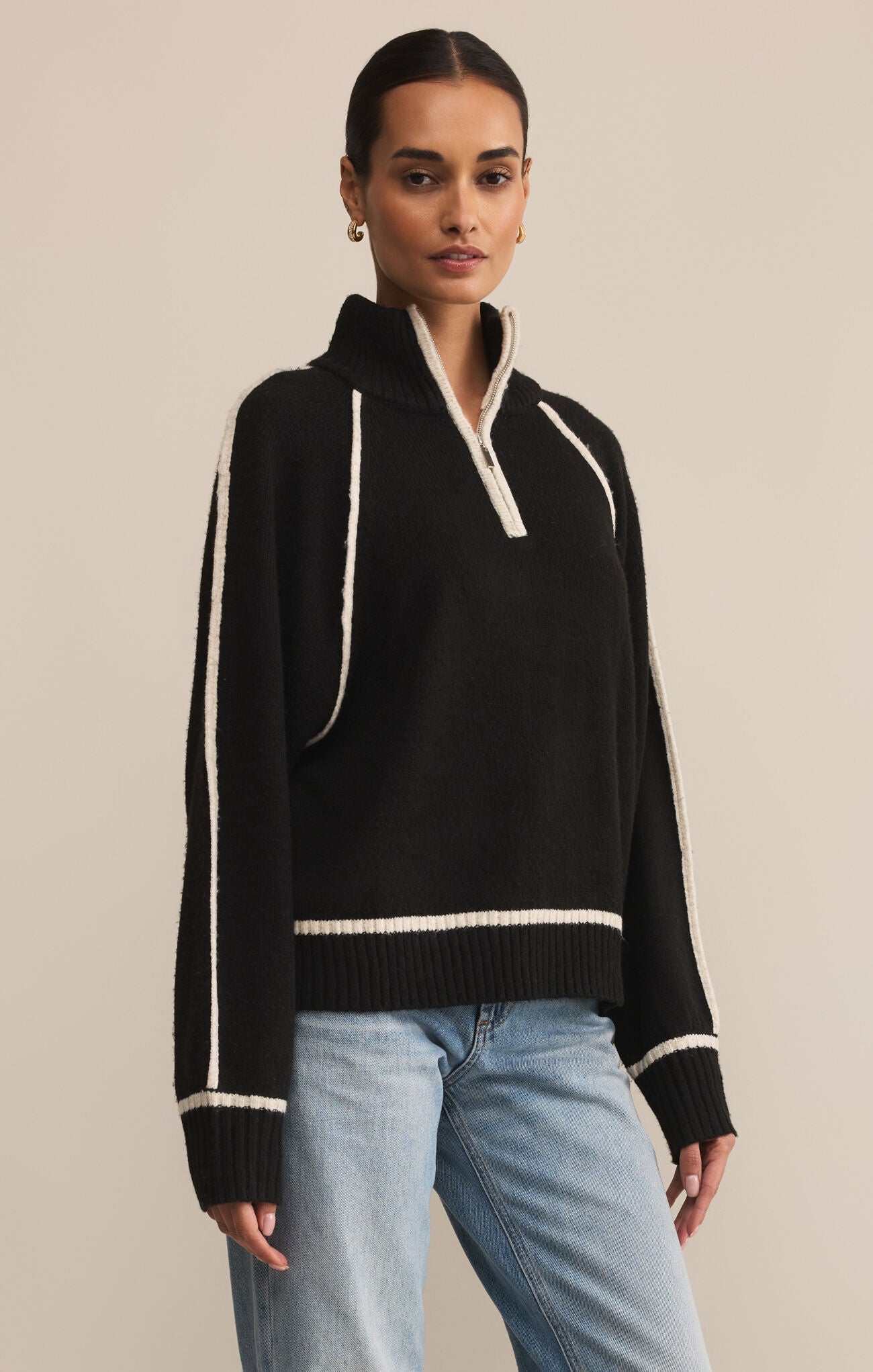 Z SUPPLY ALPS HALF ZIP SWEATER BLACK