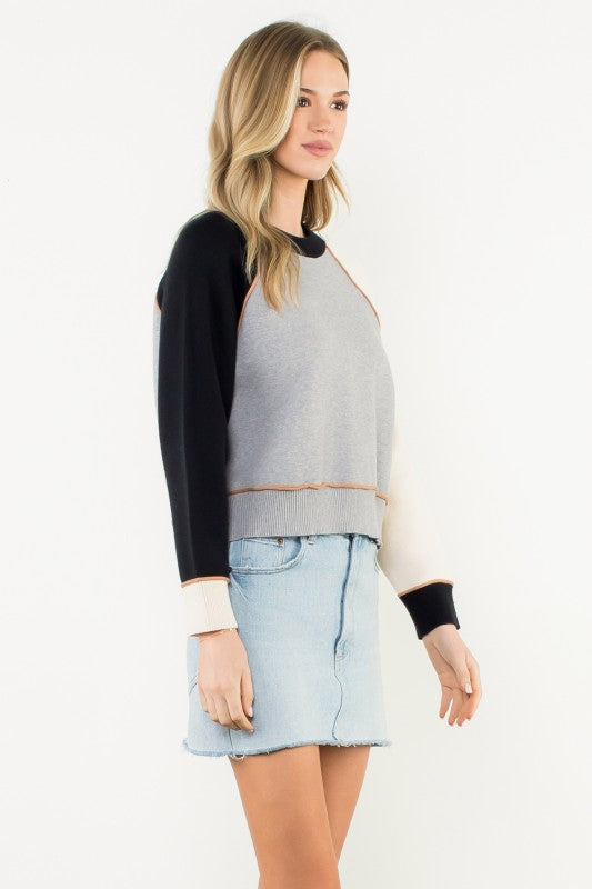 THML COLBIE COLOR BLOCK RAGLAN SWEATER