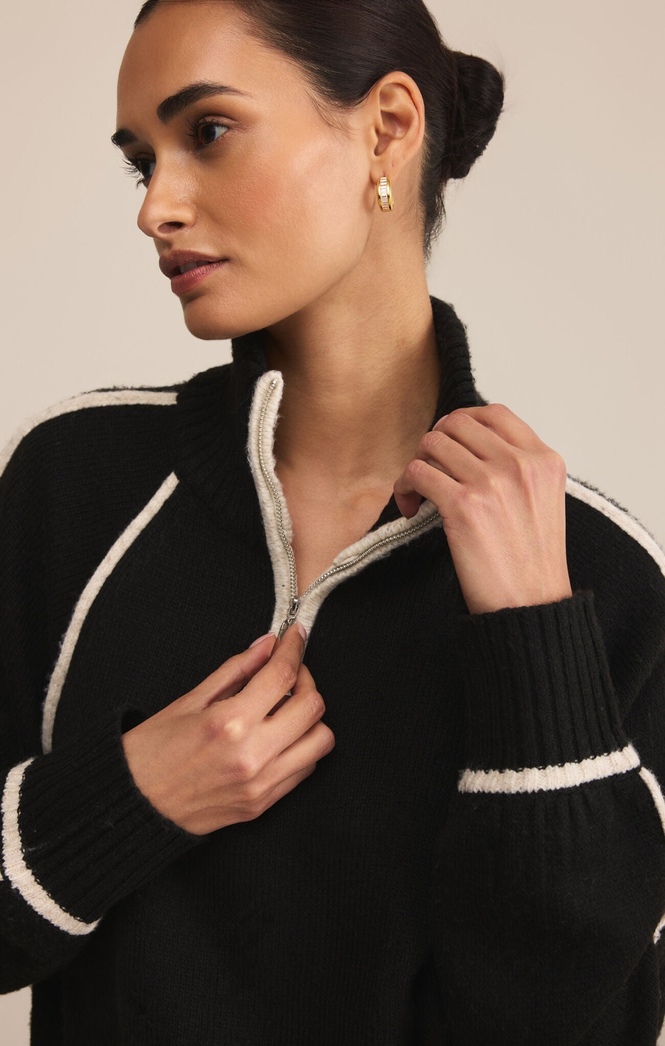 Z SUPPLY ALPS HALF ZIP SWEATER BLACK