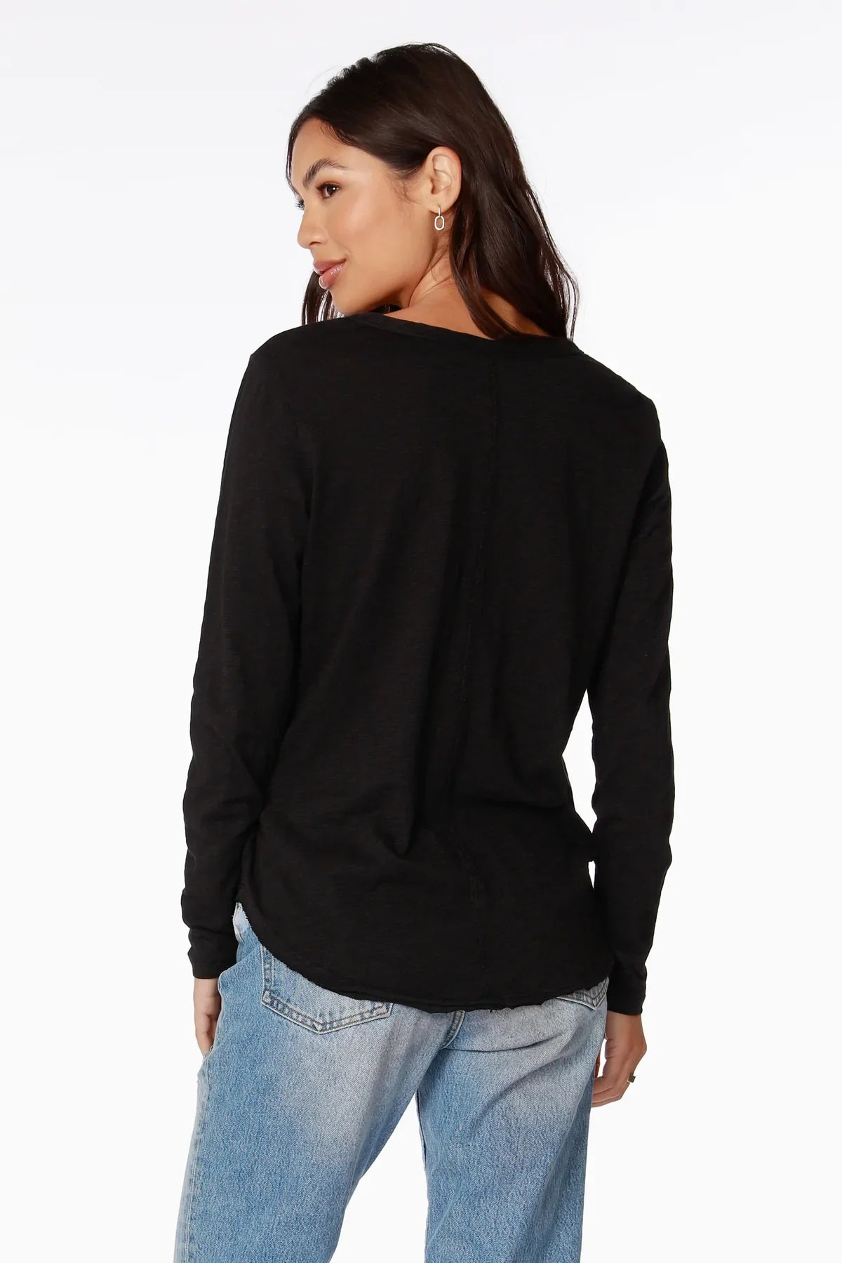 BOBI CENTER SEAM LONG SLEEVE TEE BLACK