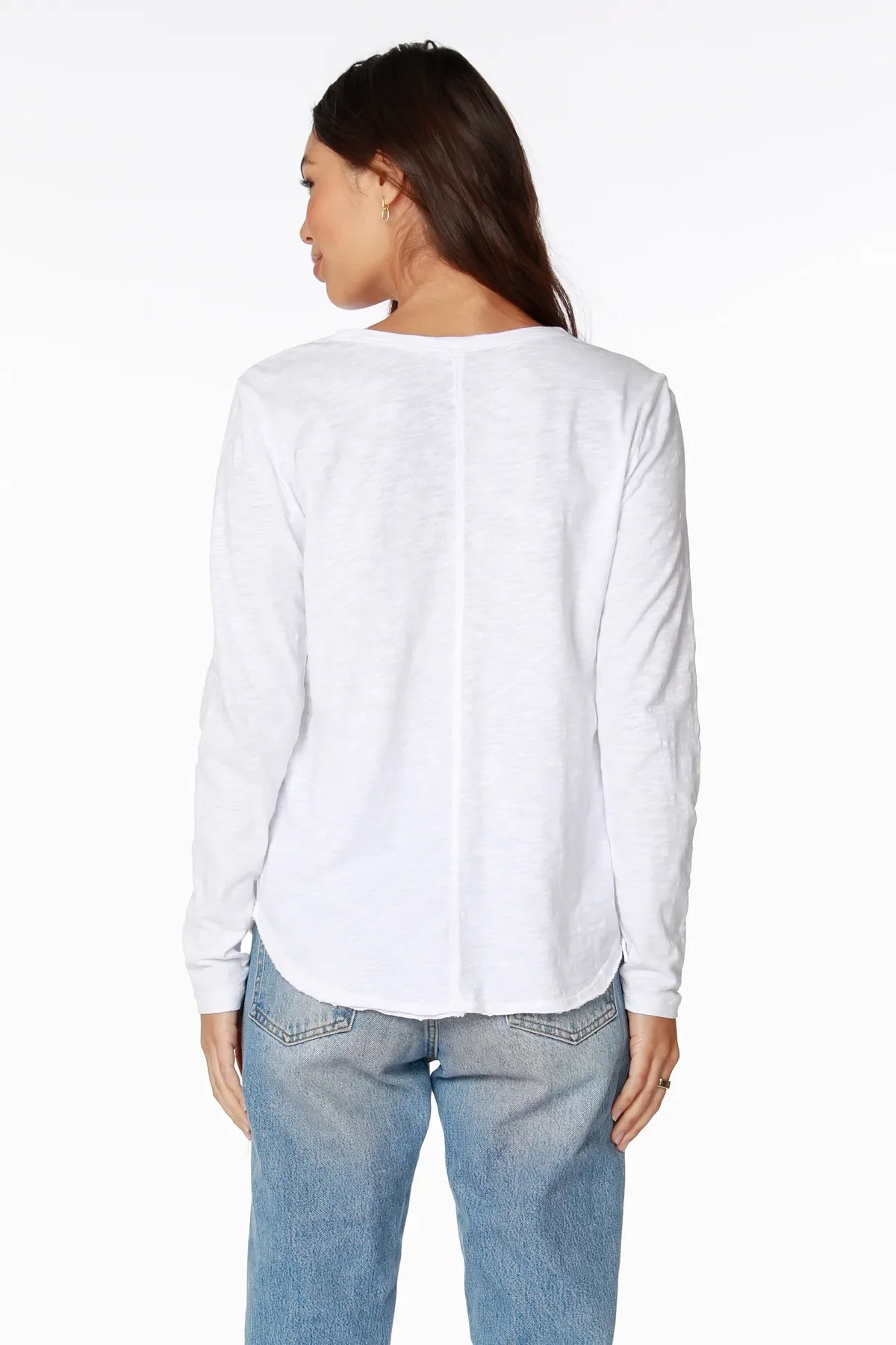 BOBI CENTER SEAM LONG SLEEVE TEE WHITE
