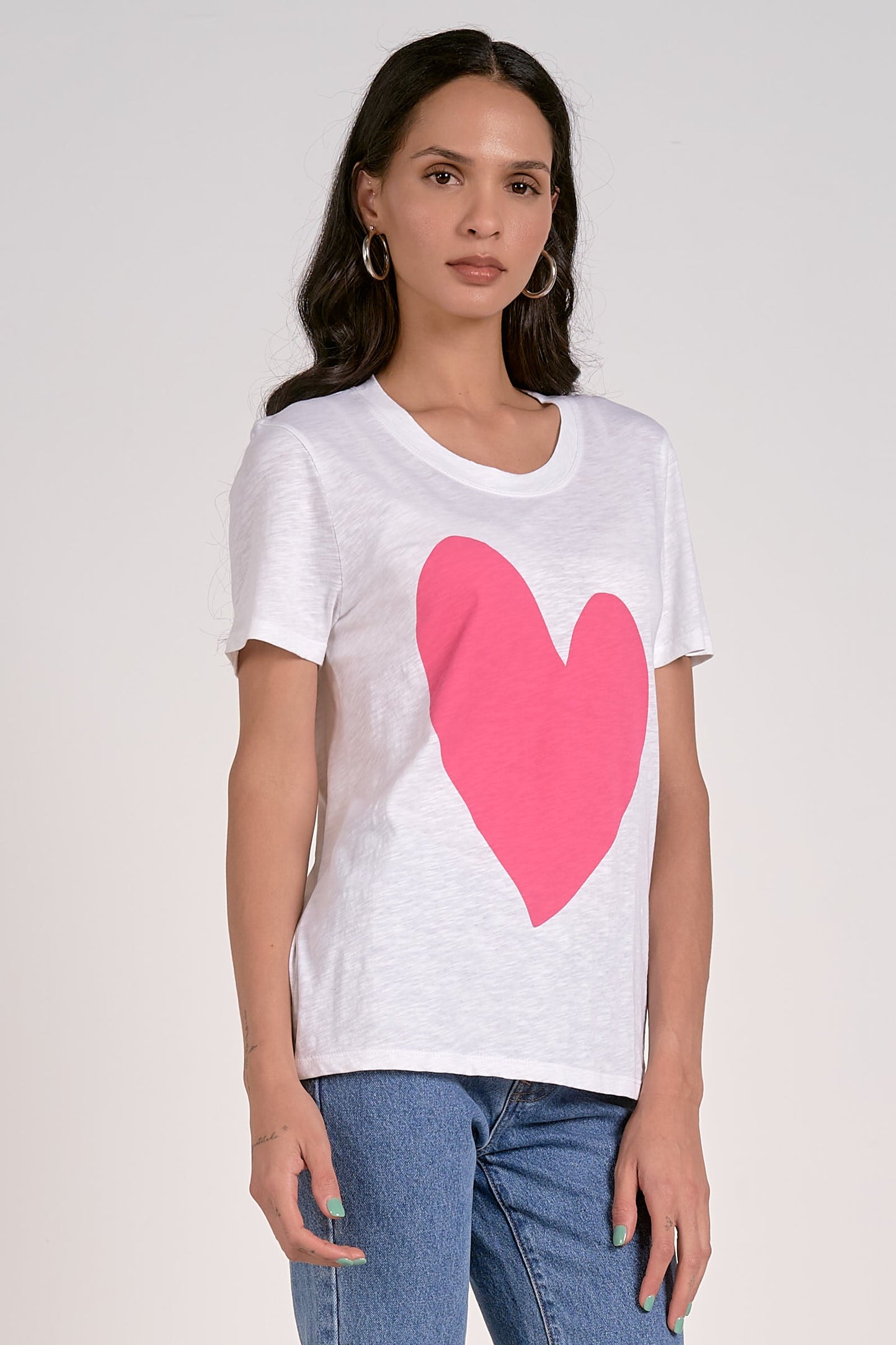 ELAN WHITE WITH PINK HEART TEE FINAL SALE