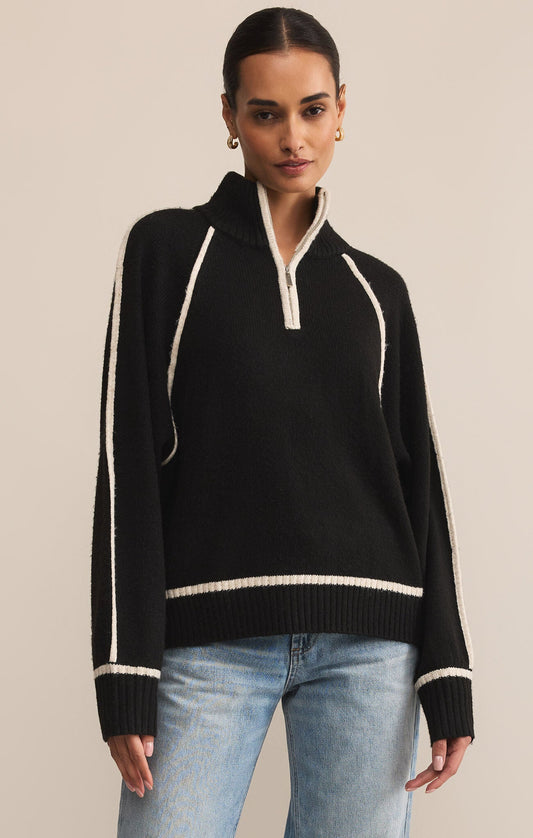 Z SUPPLY ALPS HALF ZIP SWEATER BLACK
